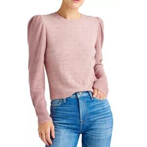 NWT Splendid London Ribbed Puff Sleeve Sweater – Blush Pink, Size Small
